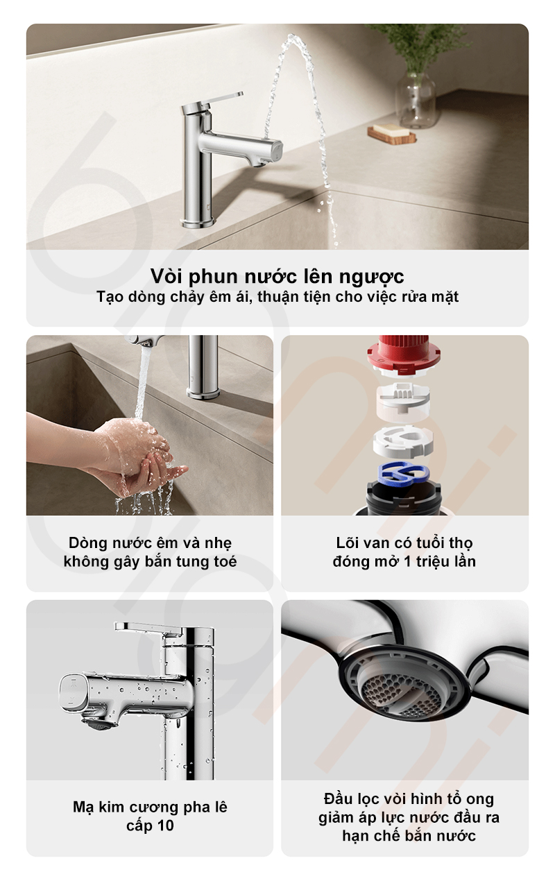 Voi chau rua mat lavabo Xiaomi Mijia N1 tinh nang