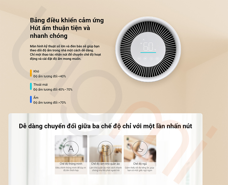 bang dieu khien truc quan May hut am 22L Xiaomi CSJ0114DM