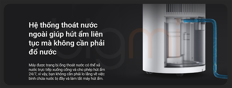 he thong thoat nuoc ra ngoai May hut am 22L Xiaomi Smart Dehumidifier CSJ0114DM