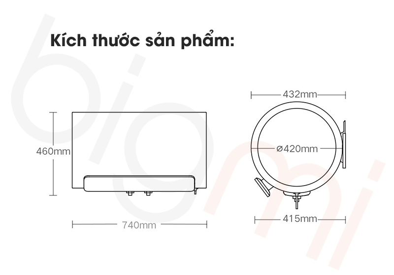 kich thuoc san pham Binh nong lanh Xiaomi Mijia N1 EWH60 MJ03