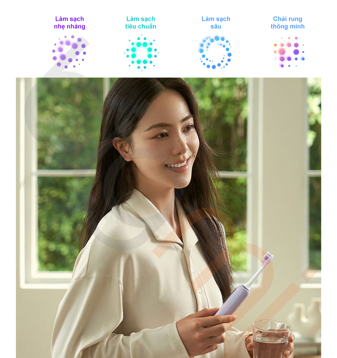 Ban chai dien Xiaomi Mijia Pro MES610 gom 4 che do lam sach