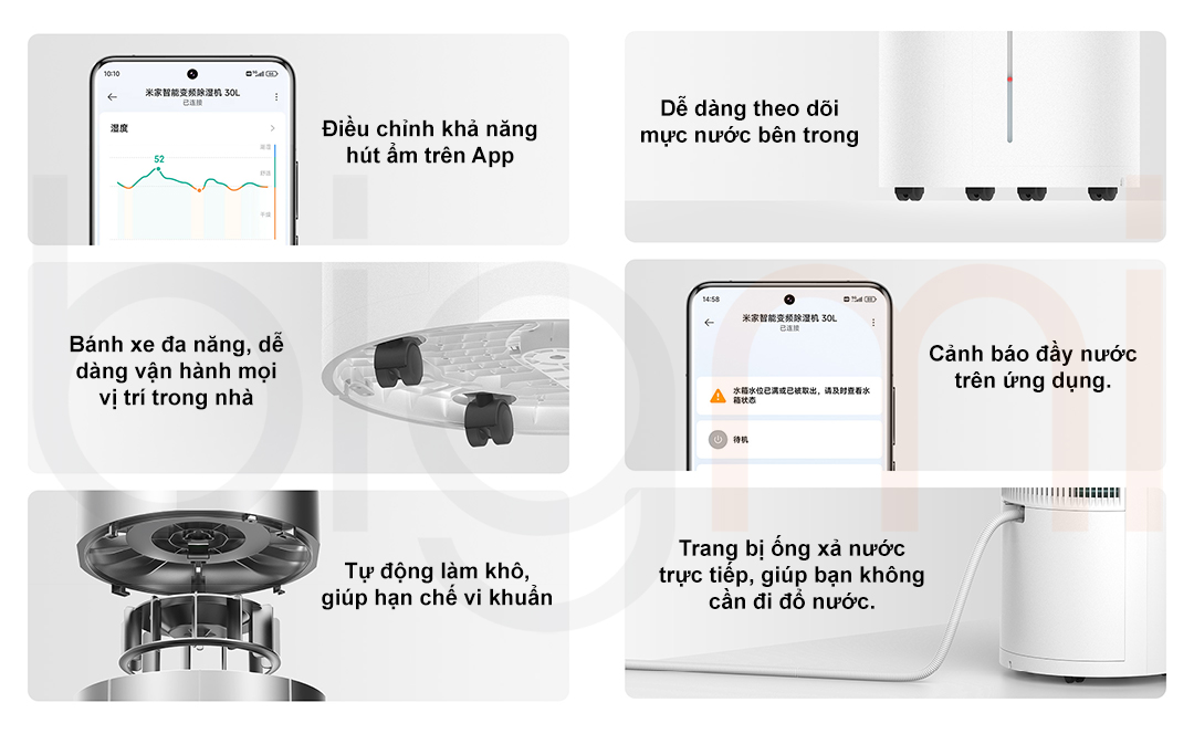 Cac chi tiet tren may hut am Mijia 30L
