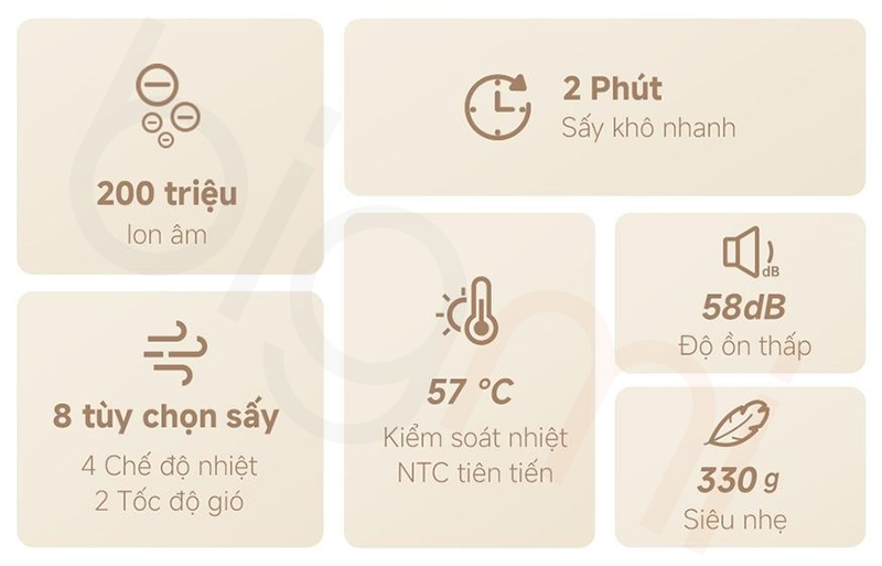 Tinh nang May say toc Mova Turbo