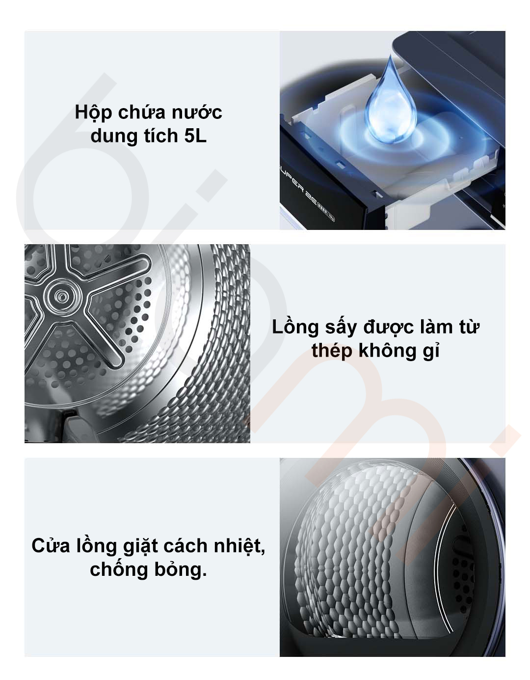 Cac chi tiet thiet ke khac tren May say quan ao Viomi Super 2E 10Kg DM10FS W1A