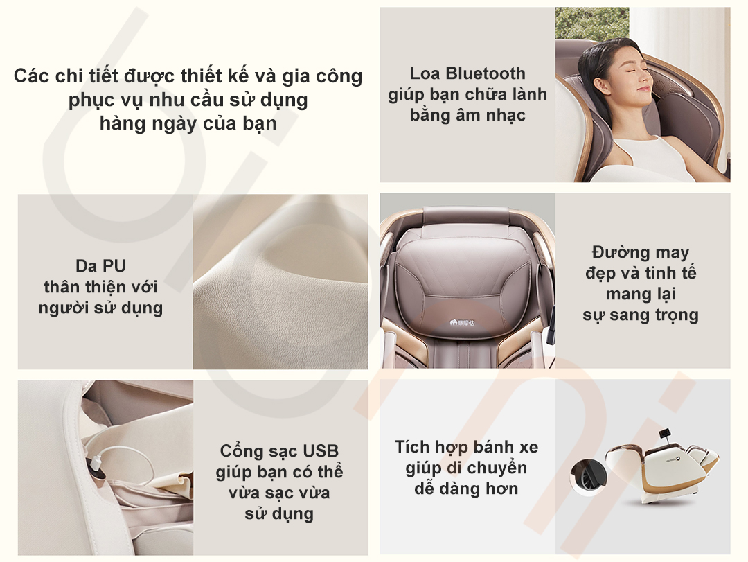 Chi tiet tang trai nghiem tren Ghe massage 4D Xiaomi Momoda M610 Plus
