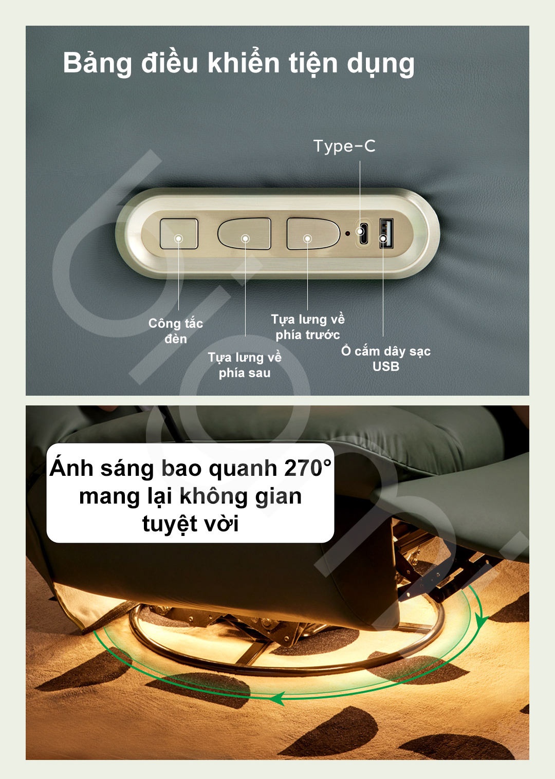 Ghe sofa dien da nang 8H B10 Tich hop cong sac