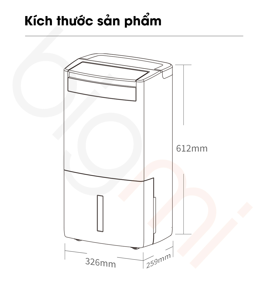 Kich thuoc May hut am New Widetech 24L