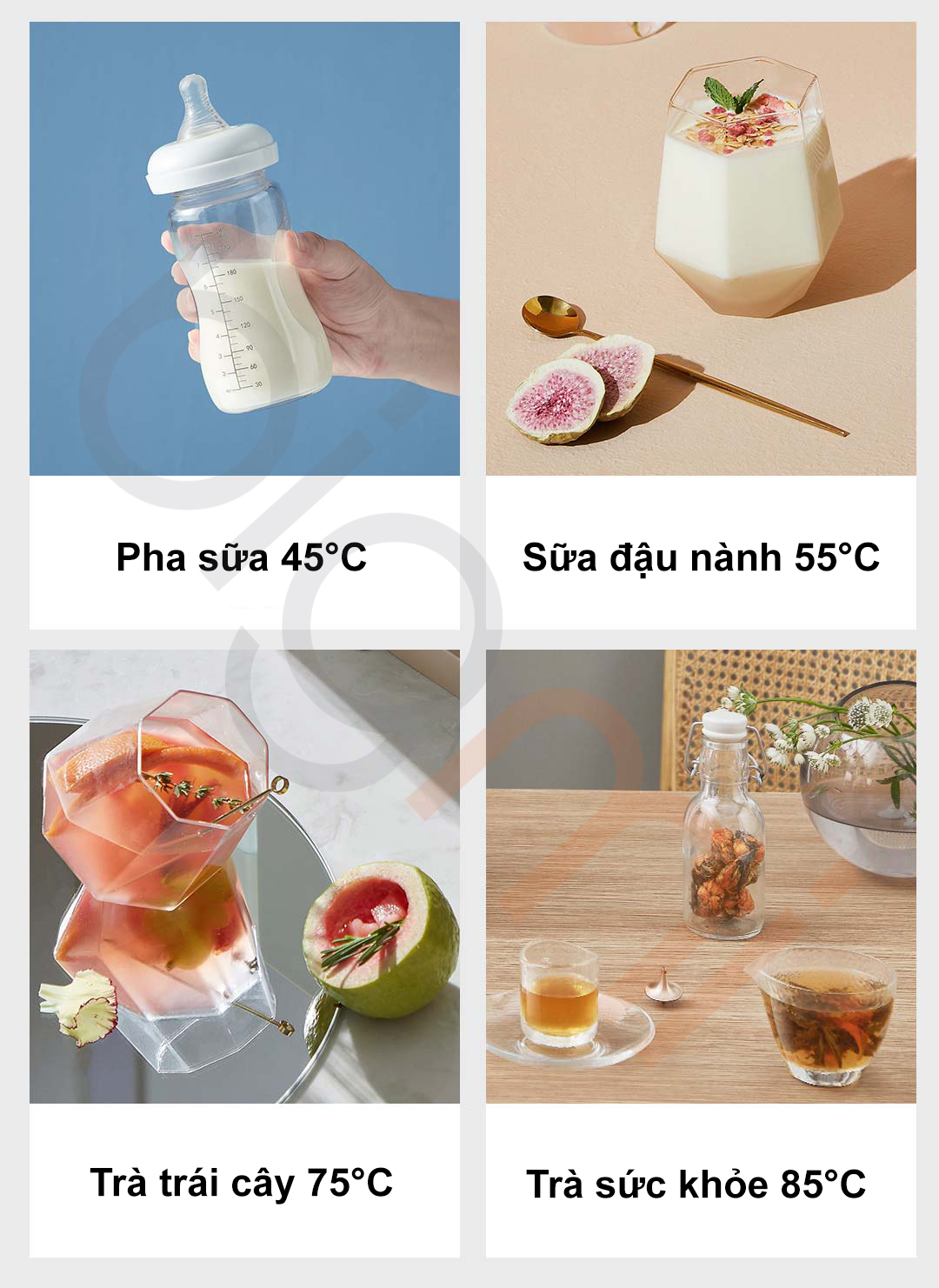 4 mức nhiệt có sẵn trên Máy nước nóng SCISHARE 3L S2311