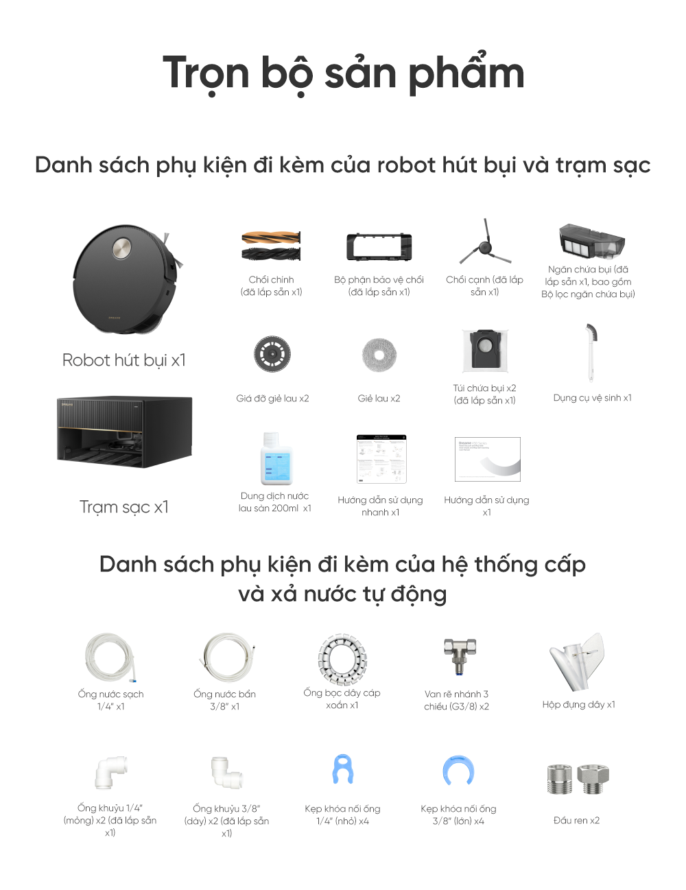 Bộ sản phẩm Robot hút bụi lau nhà Dreame X50 Master