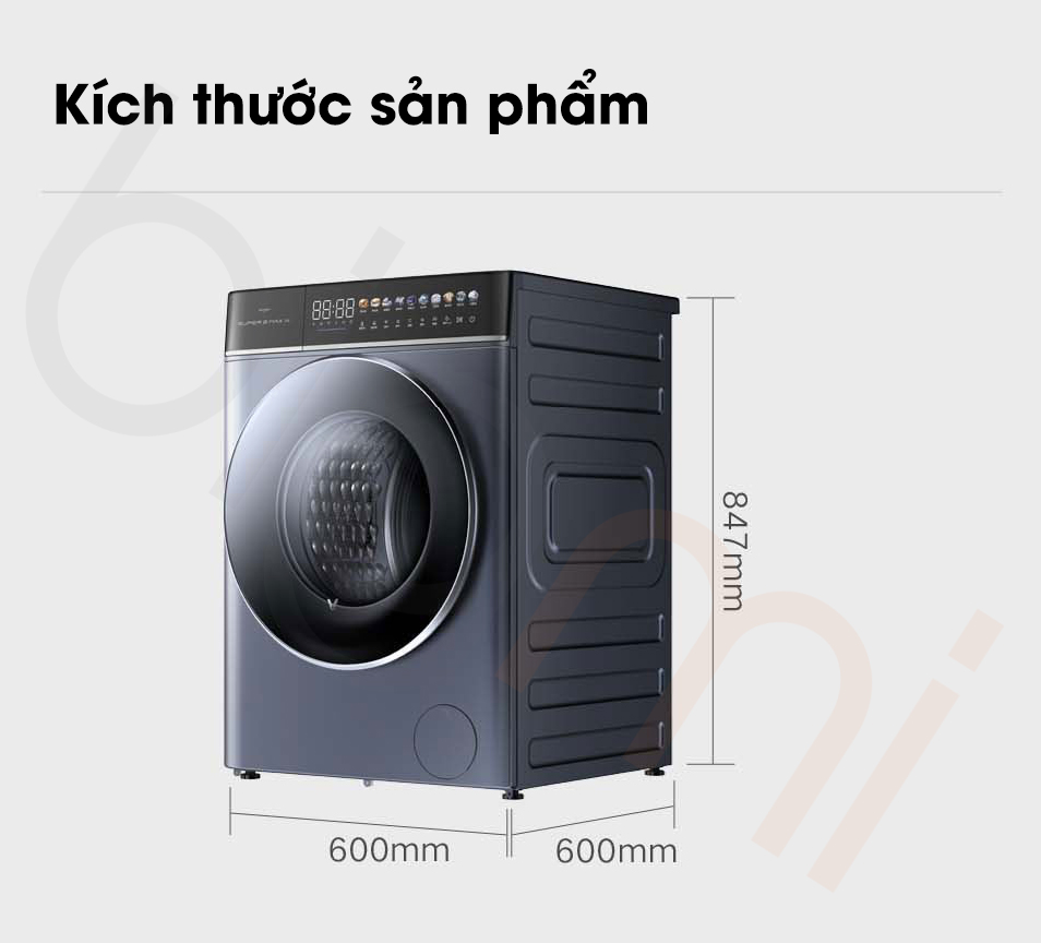Kich thuoc May giat say AI Viomi Super 2 Max 12kg WD12FE B6A