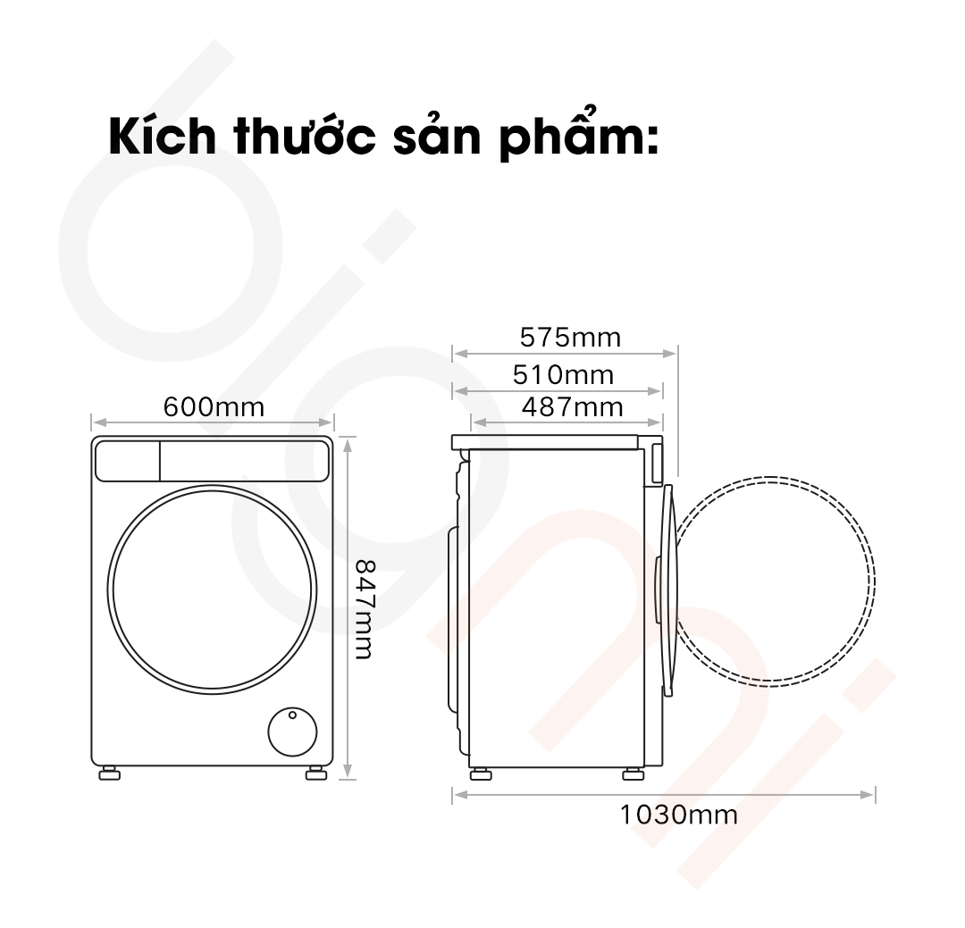 Kich thuoc May giat say Viomi Super 2S WD10FR B6A