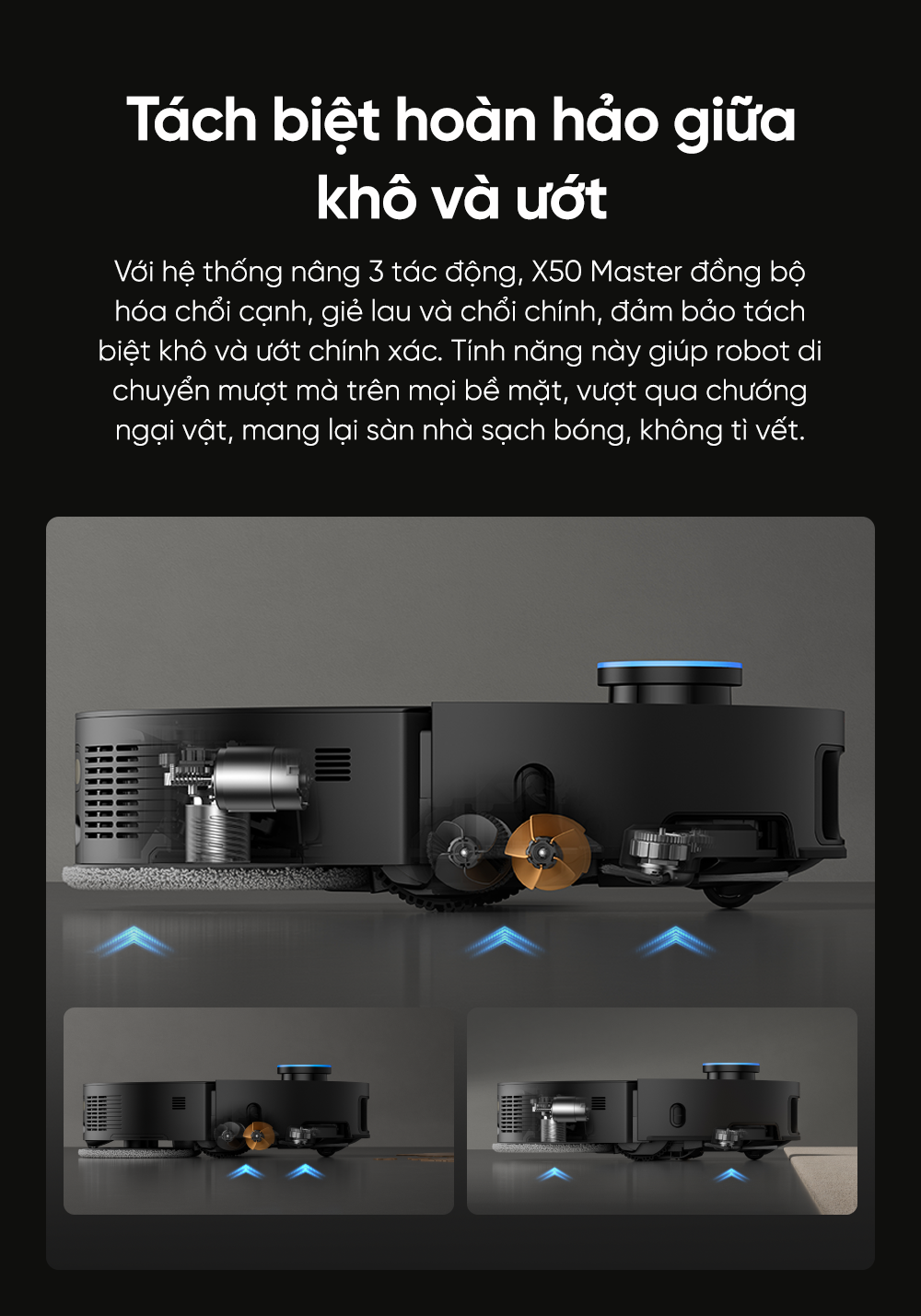 Robot hút bụi lau nhà Dreame X50 Master làm sạch khô và ướt thông minh
