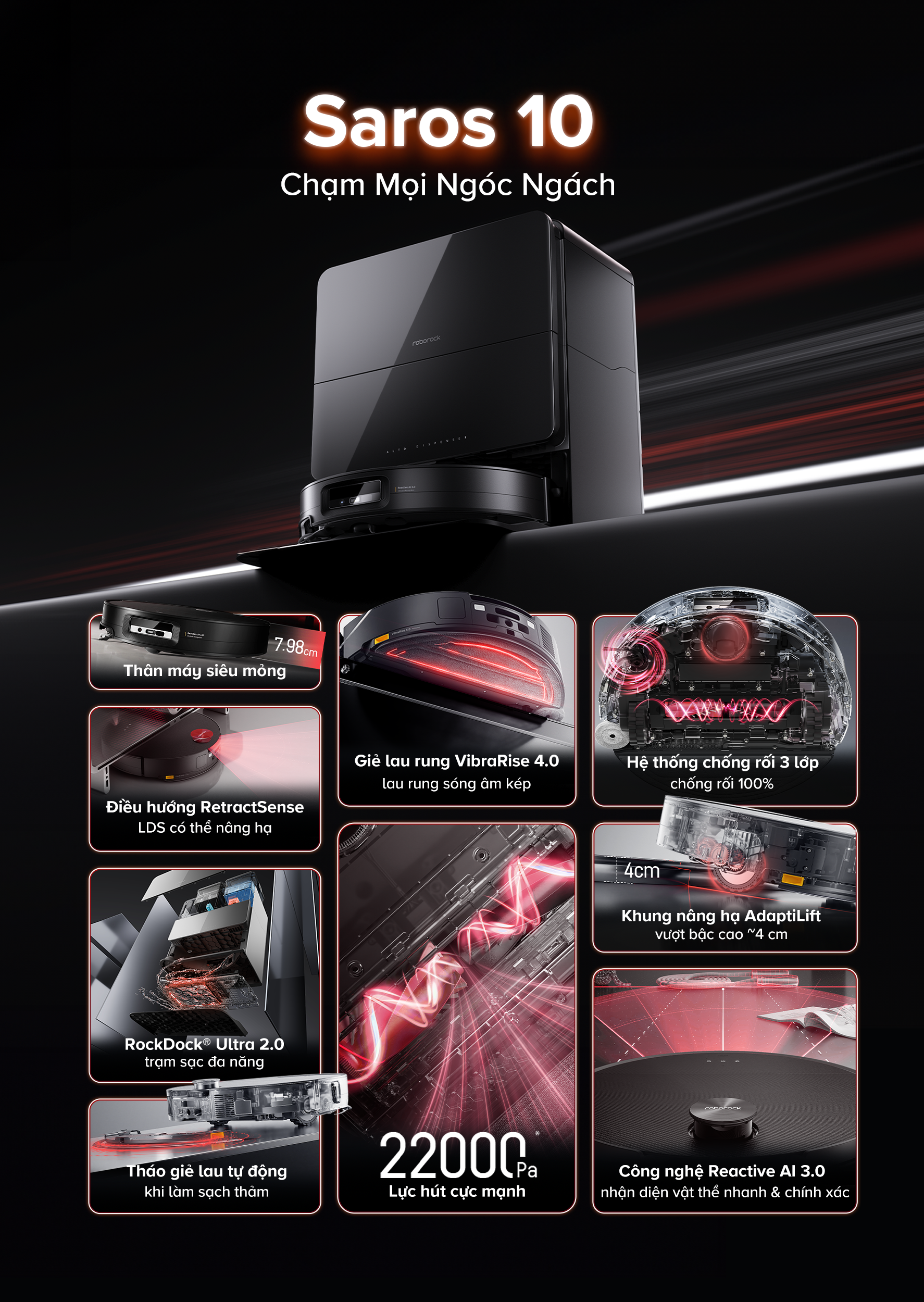 Robot hút bụi lau nhà Roborock Saros 10 3 Saros 10