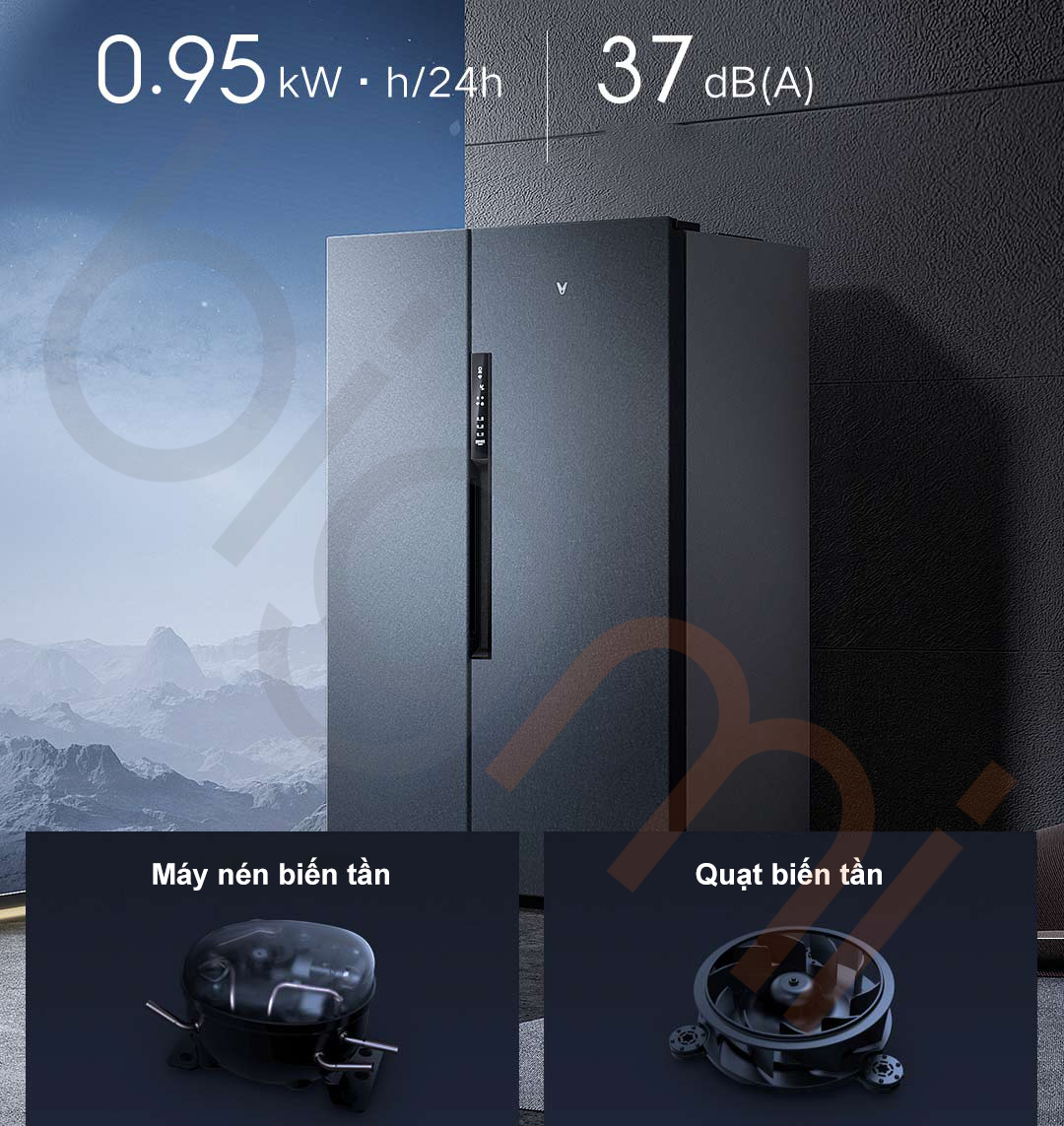 Tu lanh 2 canh Viomi Smart Y AI 603L BCD 603WMSAD03 voi cong nghe bien tan kep