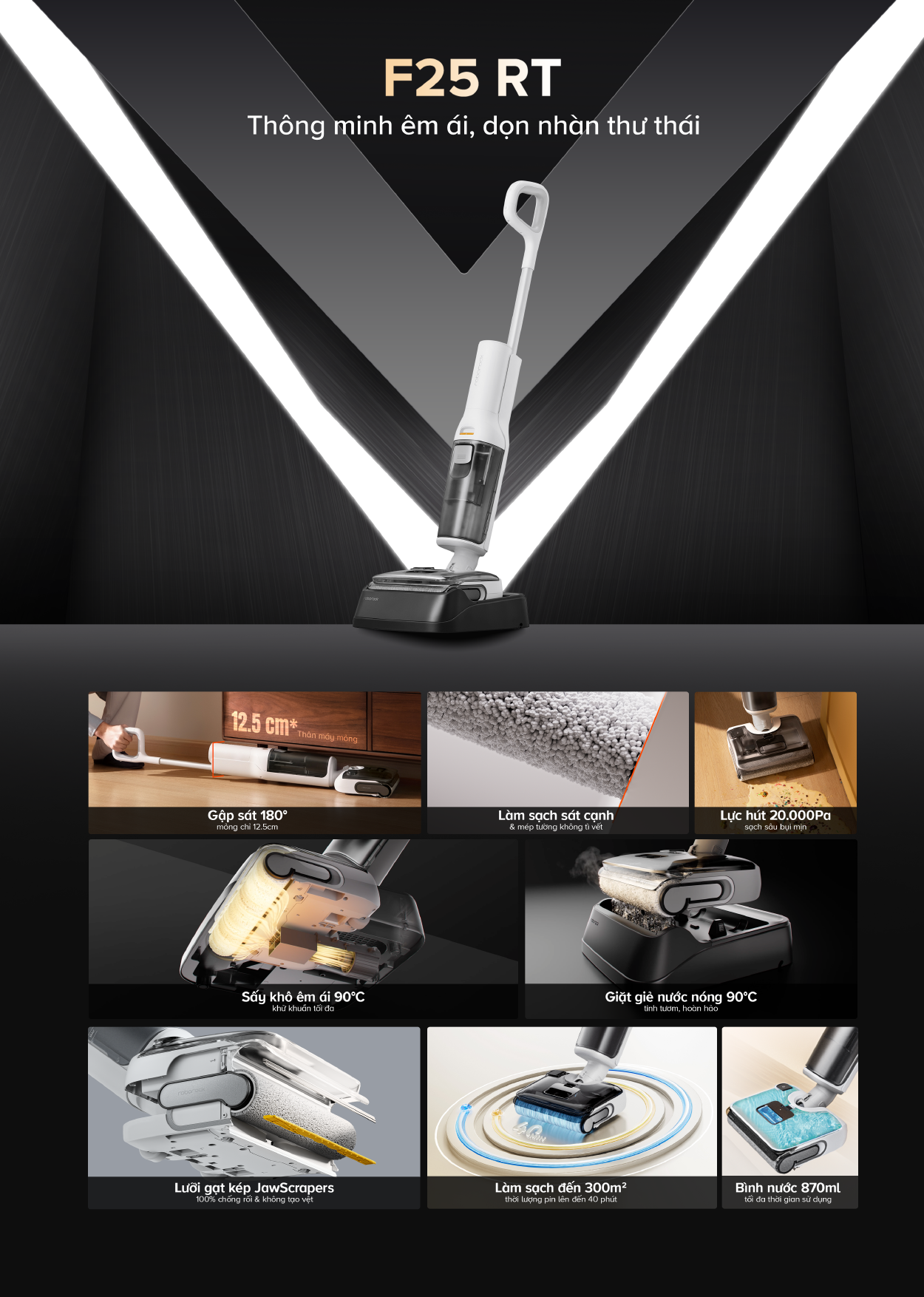 Uu diem cua may hut bui lau nha cam tay Roborock F25 RT