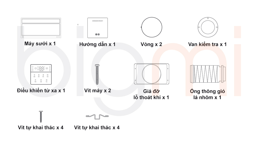 Bộ sản phẩm Đèn sưởi nhà tắm âm trần Xiaomi Mijia S1 MJYB03YL