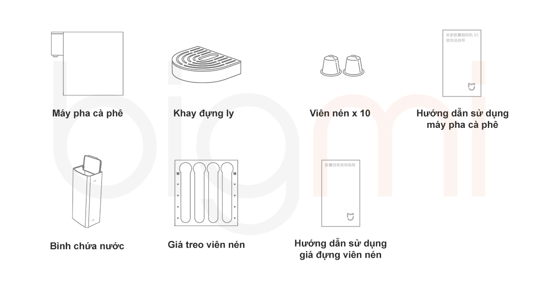 Bộ sản phẩm Máy pha cà phê viên nén Xiaomi Mijia S1 CMC001