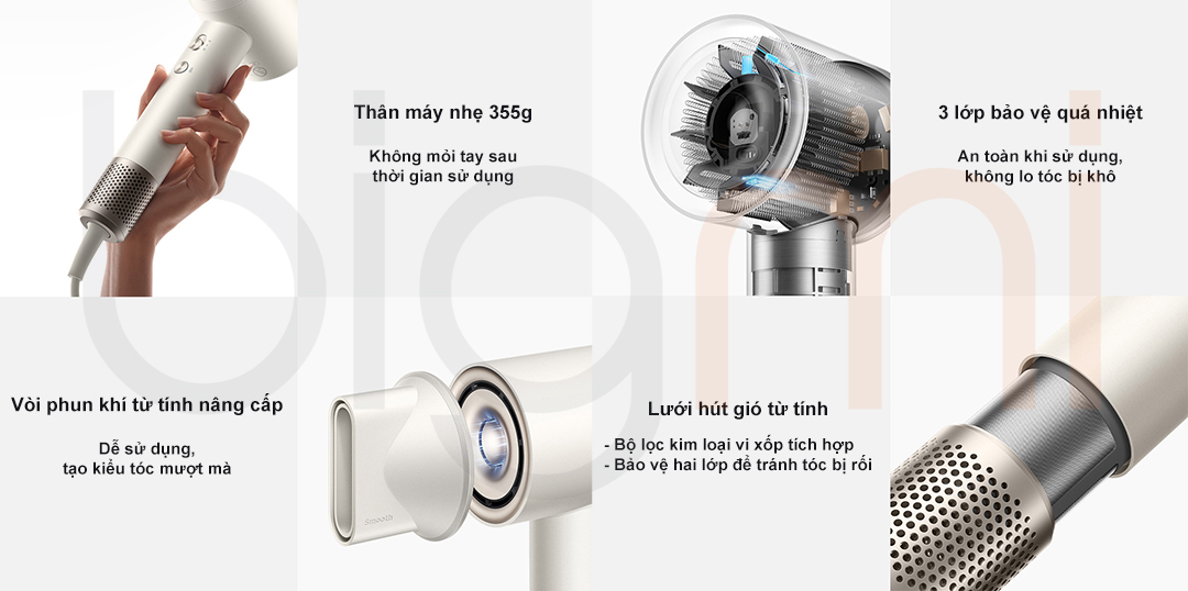 Các chi tiết khác của máy sấy tóc ion nước Mijia GSHS04LX hữu ích với người dùng
