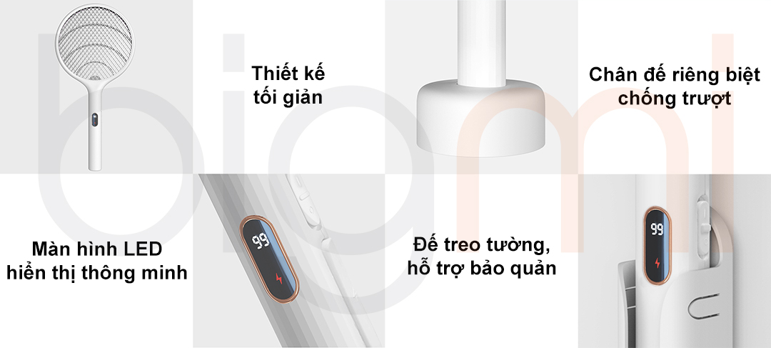 Các chi tiết trên vợt muỗi Xiaomi Qualitell E3 ZSM240915