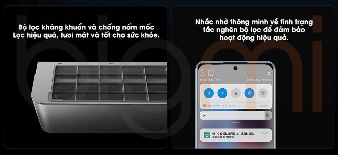 Dieu hoa 2 chieu 3HP Xiaomi Mijia M1A1 Pro 2025 27000 BTU 72GW NA30 M1A1 tich hop loc khuan