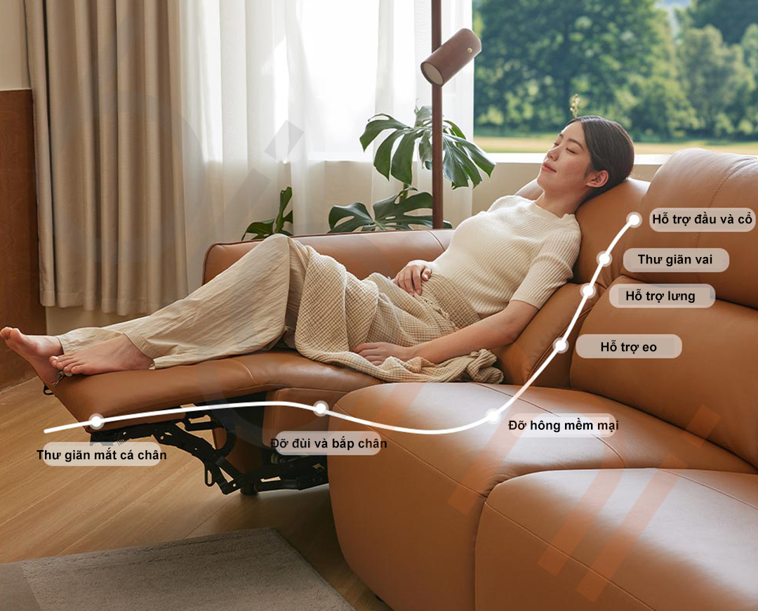 Ghế sofa điện 3, 4 chỗ Xiaomi 8H B6S Cloud Toast - Da bò cao cấp từ Bắc Mỹ, độ ngả 100°-160° 6 Ghế sofa điện Xiaomi 8H B6S Hỗ trợ 7 vùng trên cơ thể người dùng