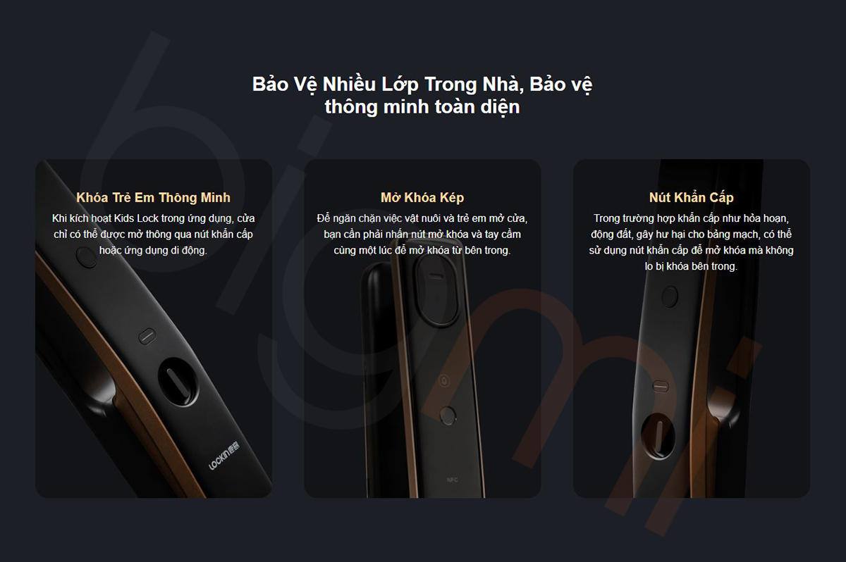 Khoa cua thong minh Xiaomi Lockin S50F trang bi 3 lop an ninh