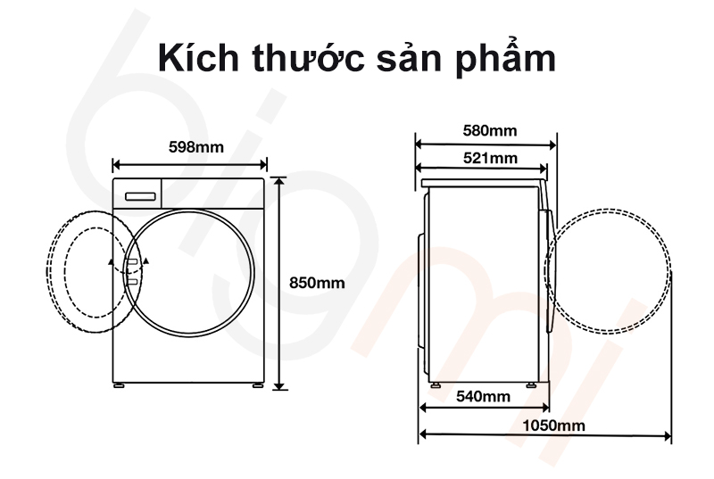 Kích thước Máy sấy quần áo Xiaomi Mijia MJ105 10kg H100MJ105