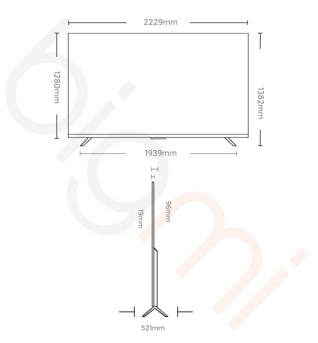 Kich thuoc Smart Tivi Redmi Max 100 inch 2025