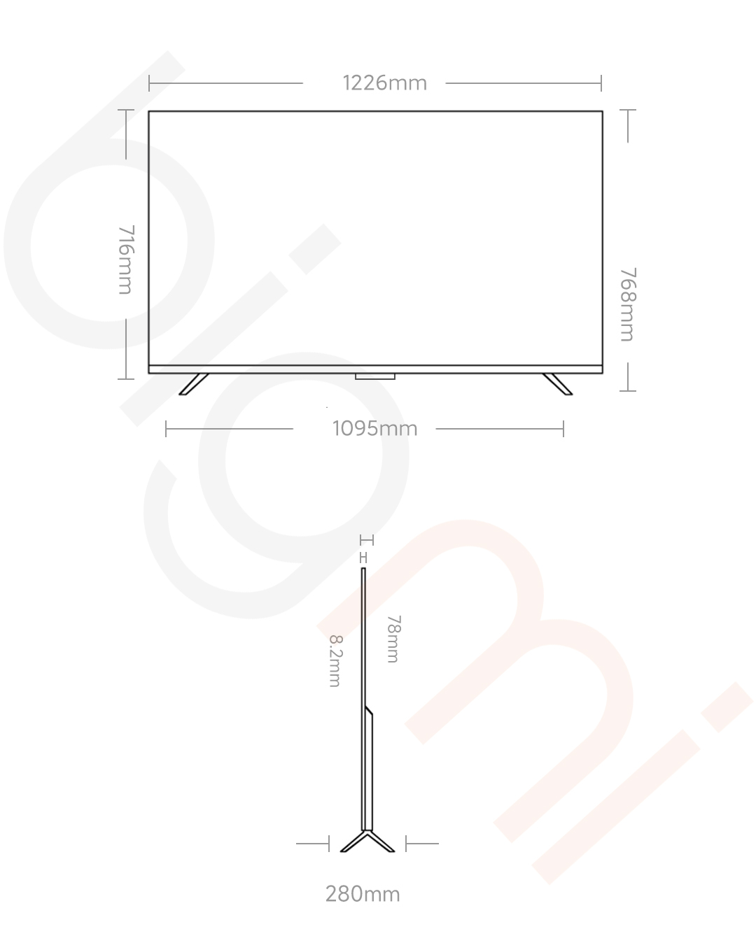 Kích thước Tivi Redmi A Pro 55 inch model 2025 L55RB-APE