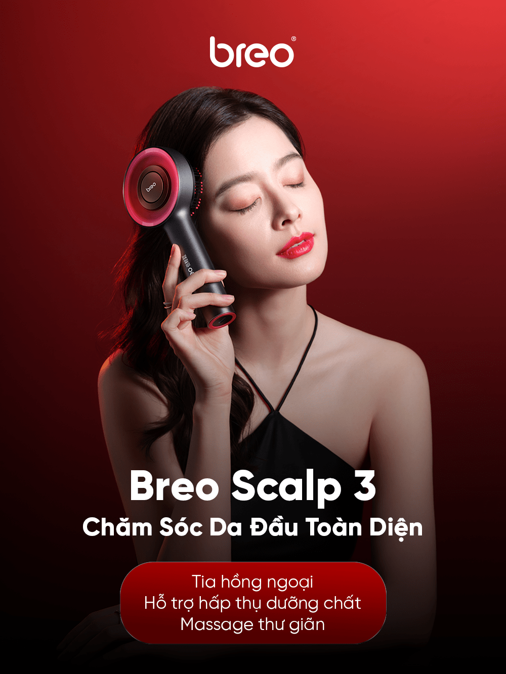 Lược điện massage da đầu Breo Scalp 3 chăm sóc da đầu toàn diện