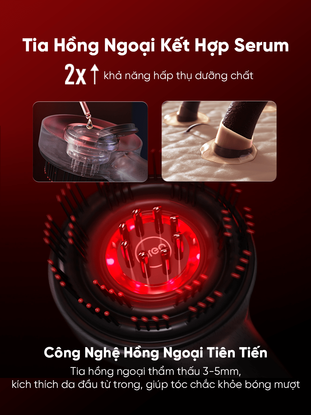 Lược điện massage da đầu Breo Scalp 3 tăng gấp 2 lần công dụng