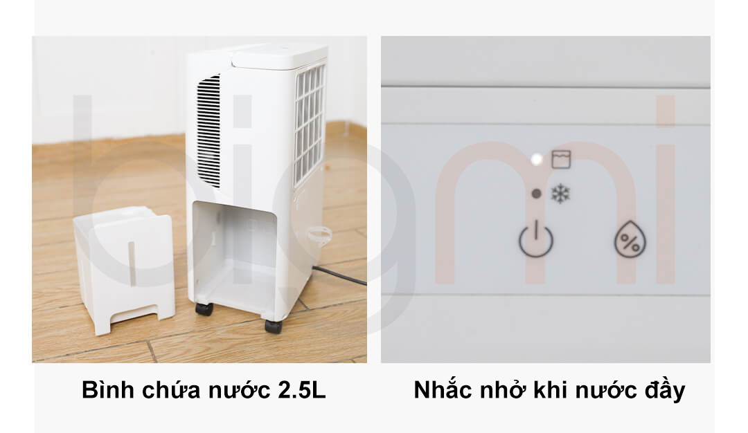 Máy hút ẩm Xiaomi New Widetech 16L trang bị hệ thống thoát nước kép linh hoạt