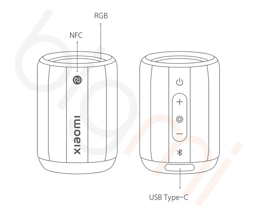 Nut bam va cong ket noi tren Loa Bluetooth Mini Xiaomi ASM01A