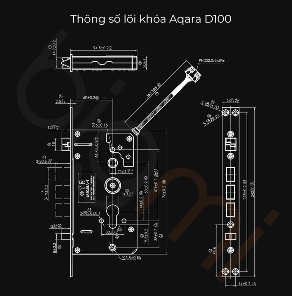 Thông số kỹ thuật Khóa cửa thông minh Aqara D100 Zigbee