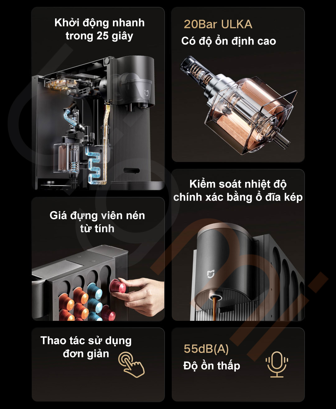 Tính năng Máy pha cà phê viên nén Xiaomi Mijia S1 CMC001