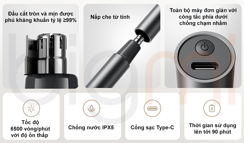Tính năng Máy tỉa lông mũi Xiaomi Mijia MJGHB1LF