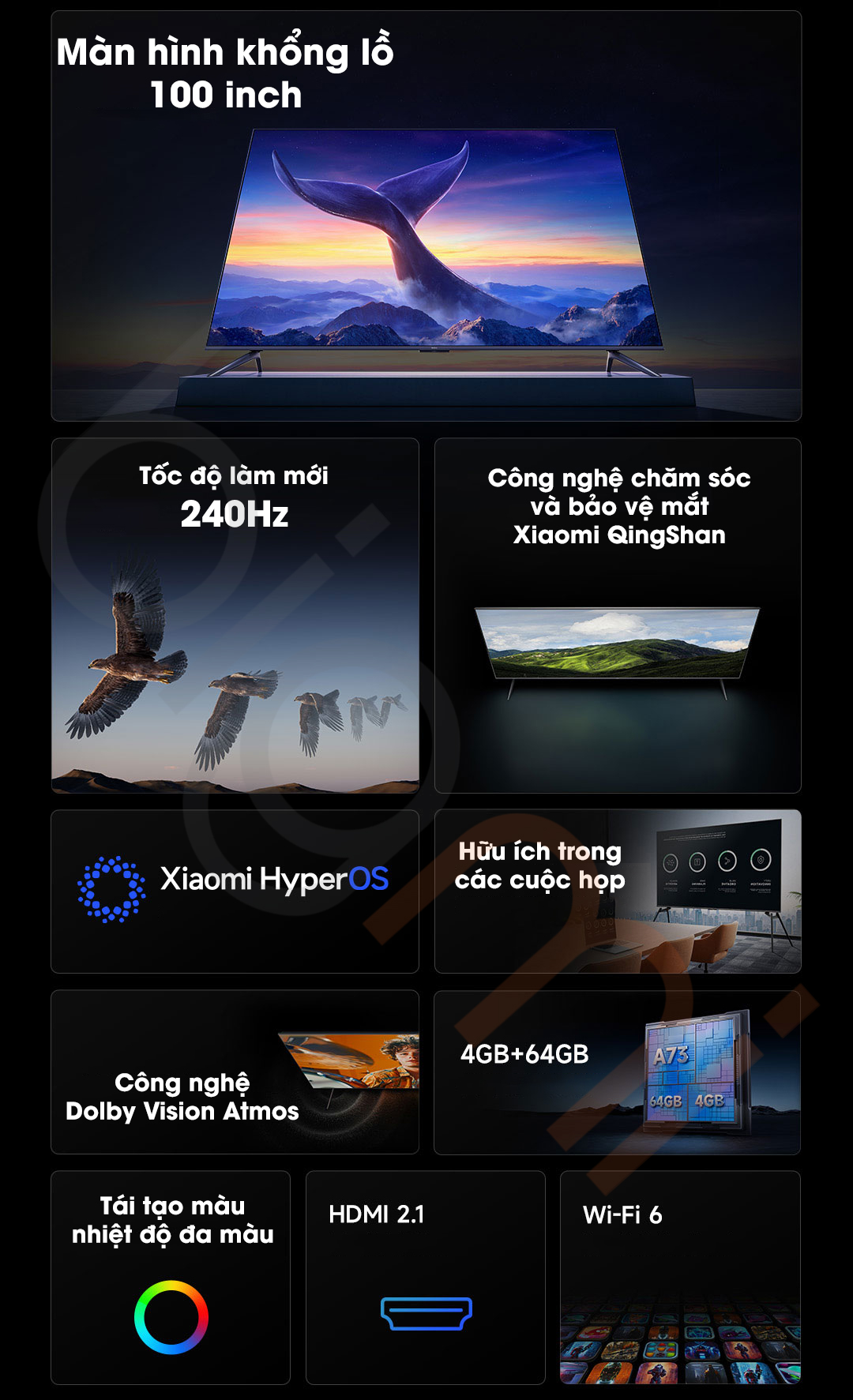 Tính năng Tivi Redmi Max 100 inch 2025 tiết kiệm điện