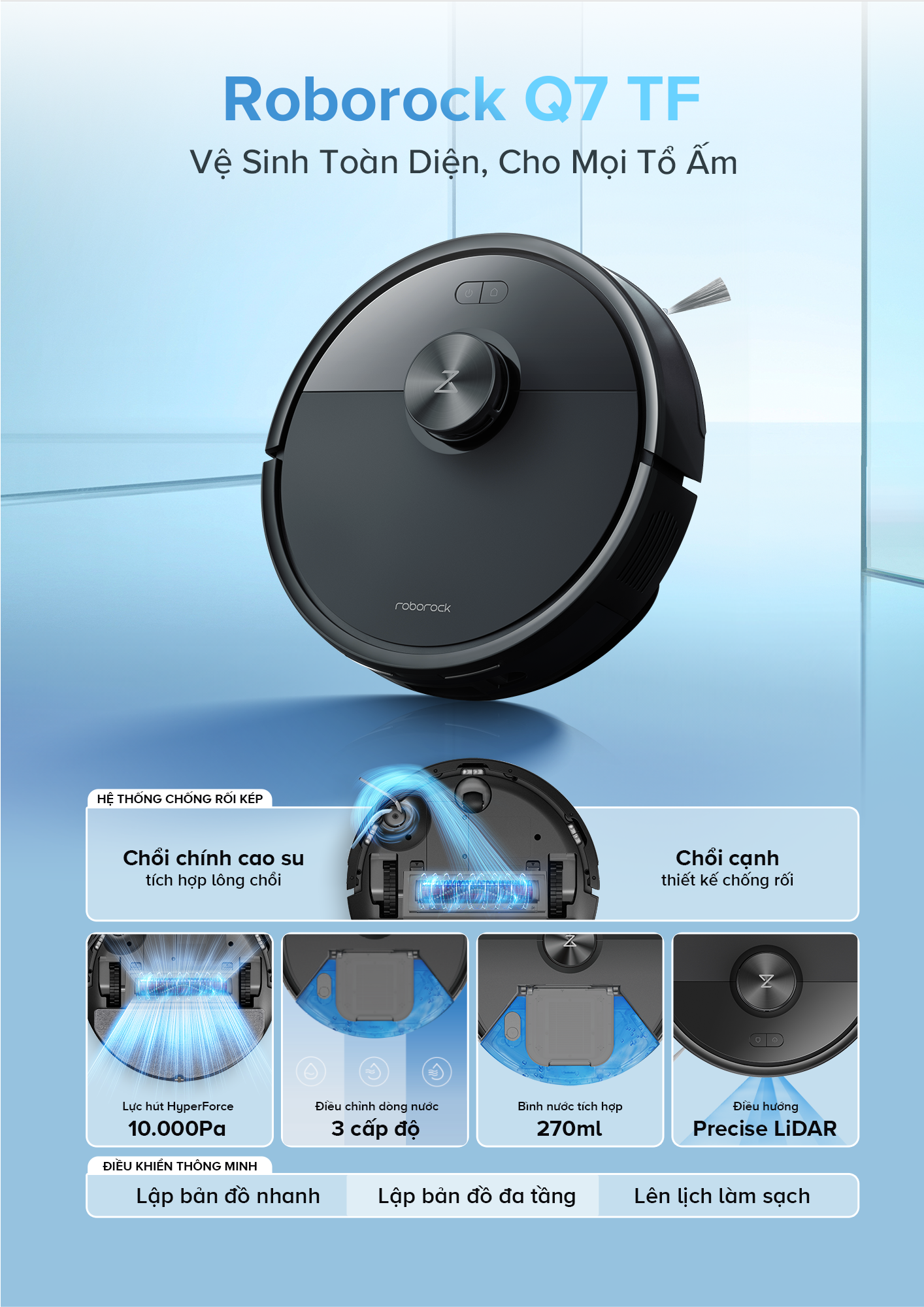 Tinh nang tren Robot hut bui lau nha Roborock Q7 TF