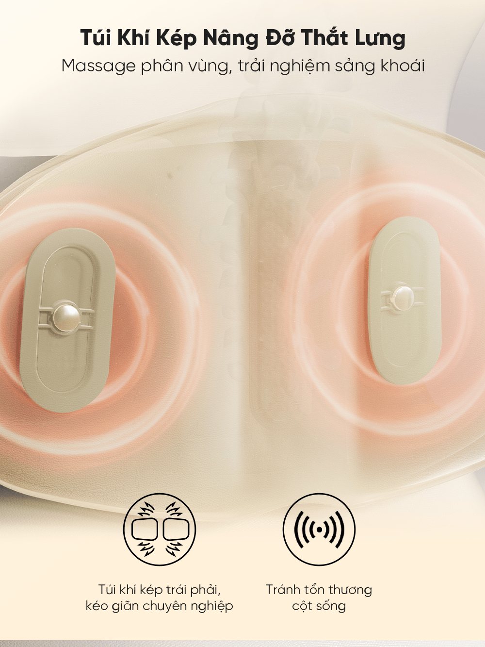 Túi khí nâng thắt lưng Đai Massage Breo Y2 Chườm Nóng Bụng và Thắt Lưng