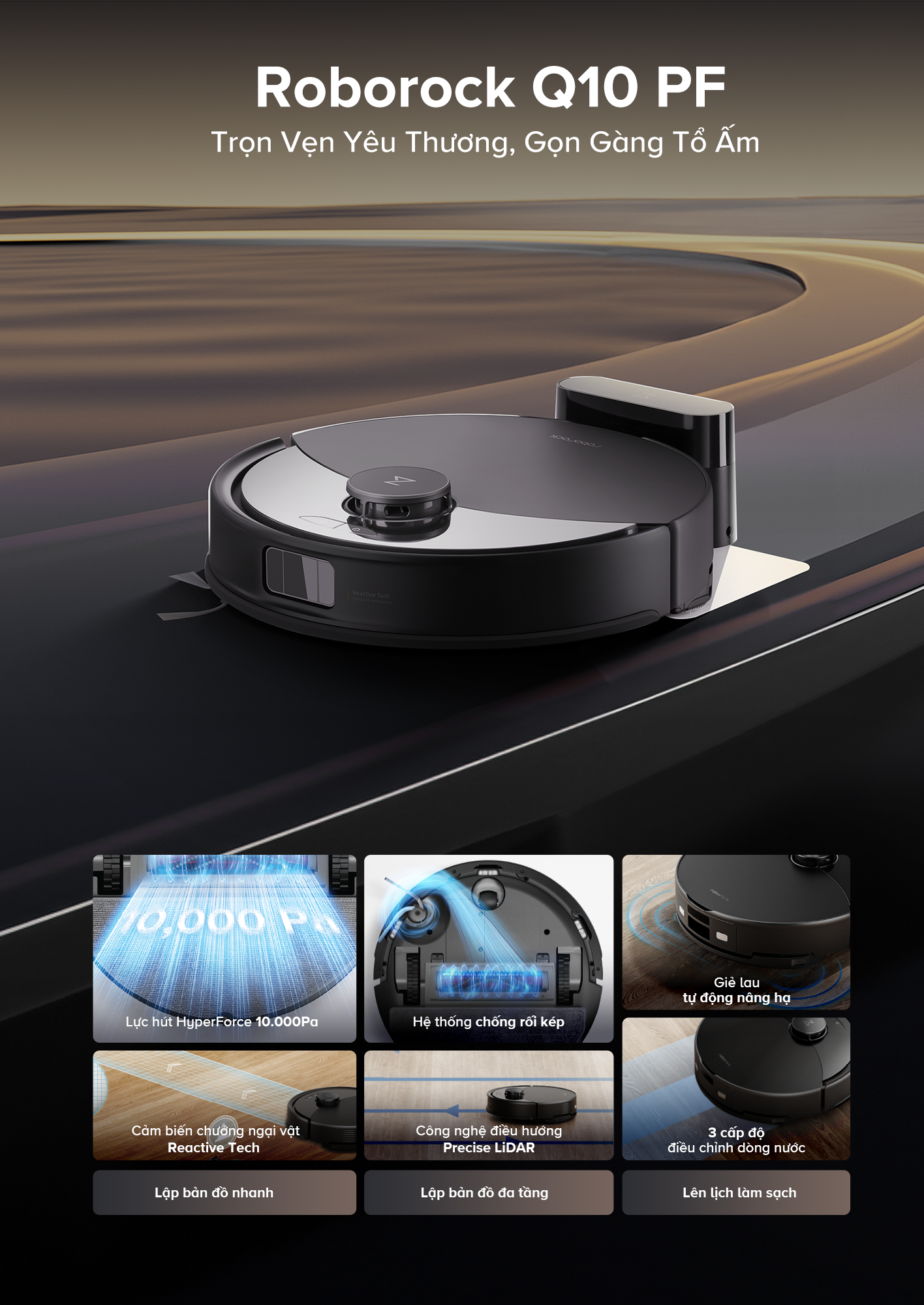 Tinh nang robot hut bui lau nha Roborock Q10 PF