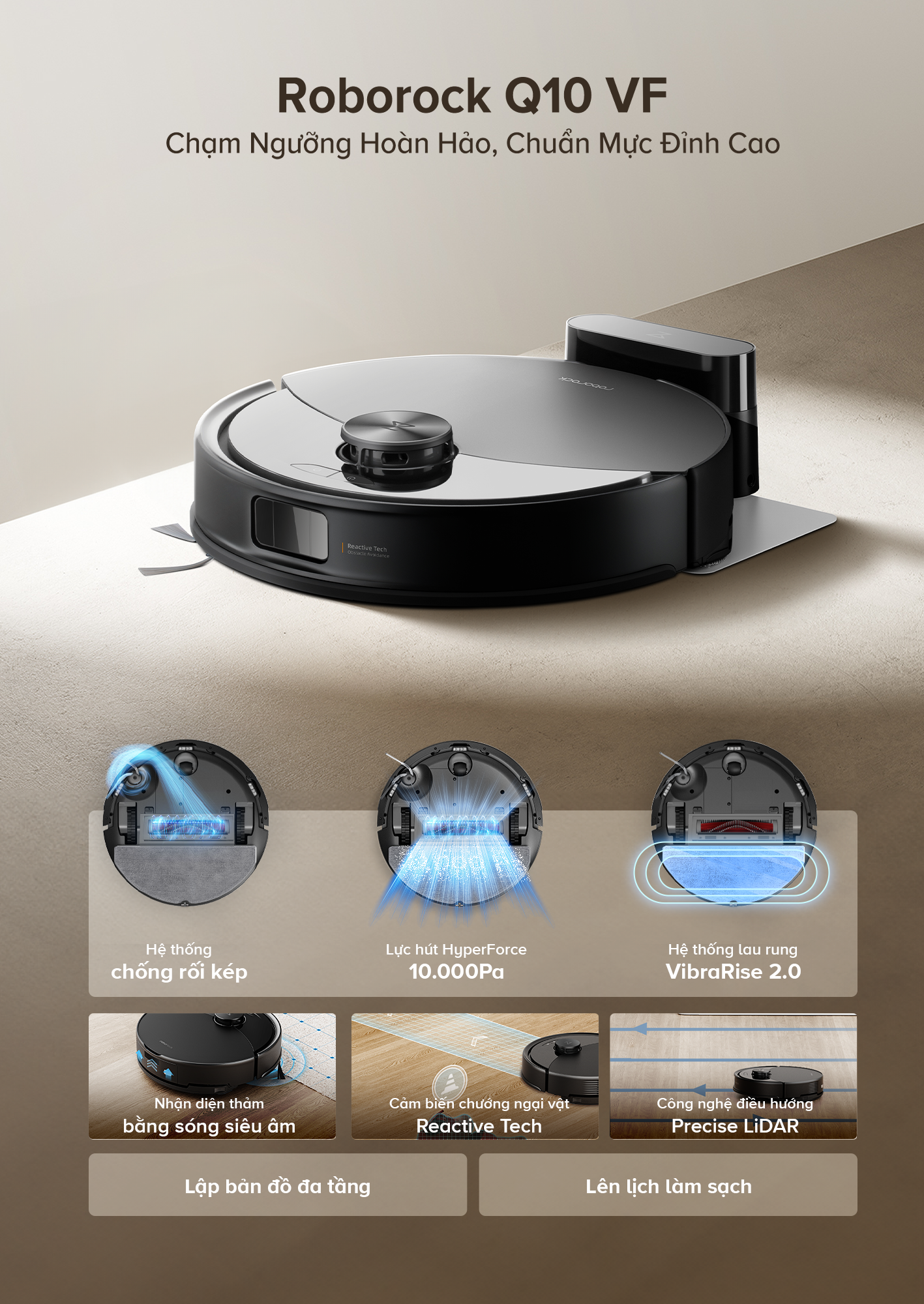 Tinh nang robot hut bui lau nha Roborock Q10 VF