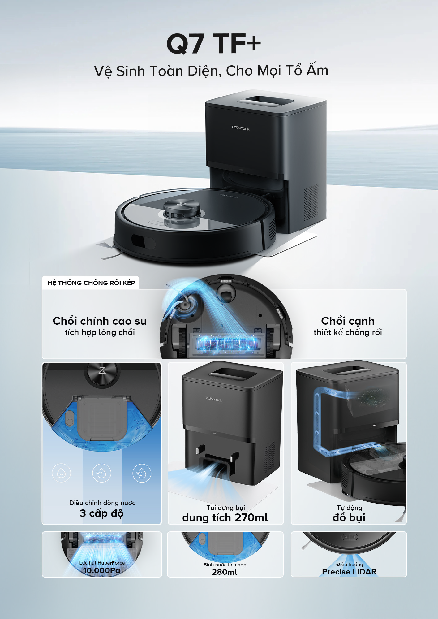 Tinh nang tren Robot hut bui lau nha Roborock Q7 TF Plus