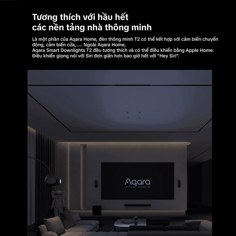 Den am tran Aqara T2 Spotlight Downlight tuong thich nhieu nen tang smart home