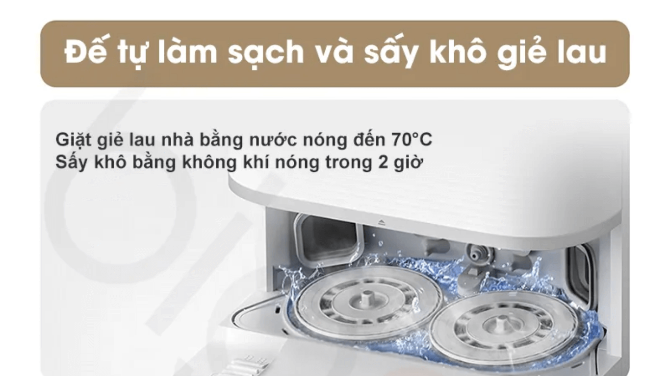 M40 Xiaomi: Robot hút bụi lau nhà tự động cắt tóc rối hiệu quả 4 M40 Xiaomi kết hợp công nghệ giặt – sấy khăn lau 70°C