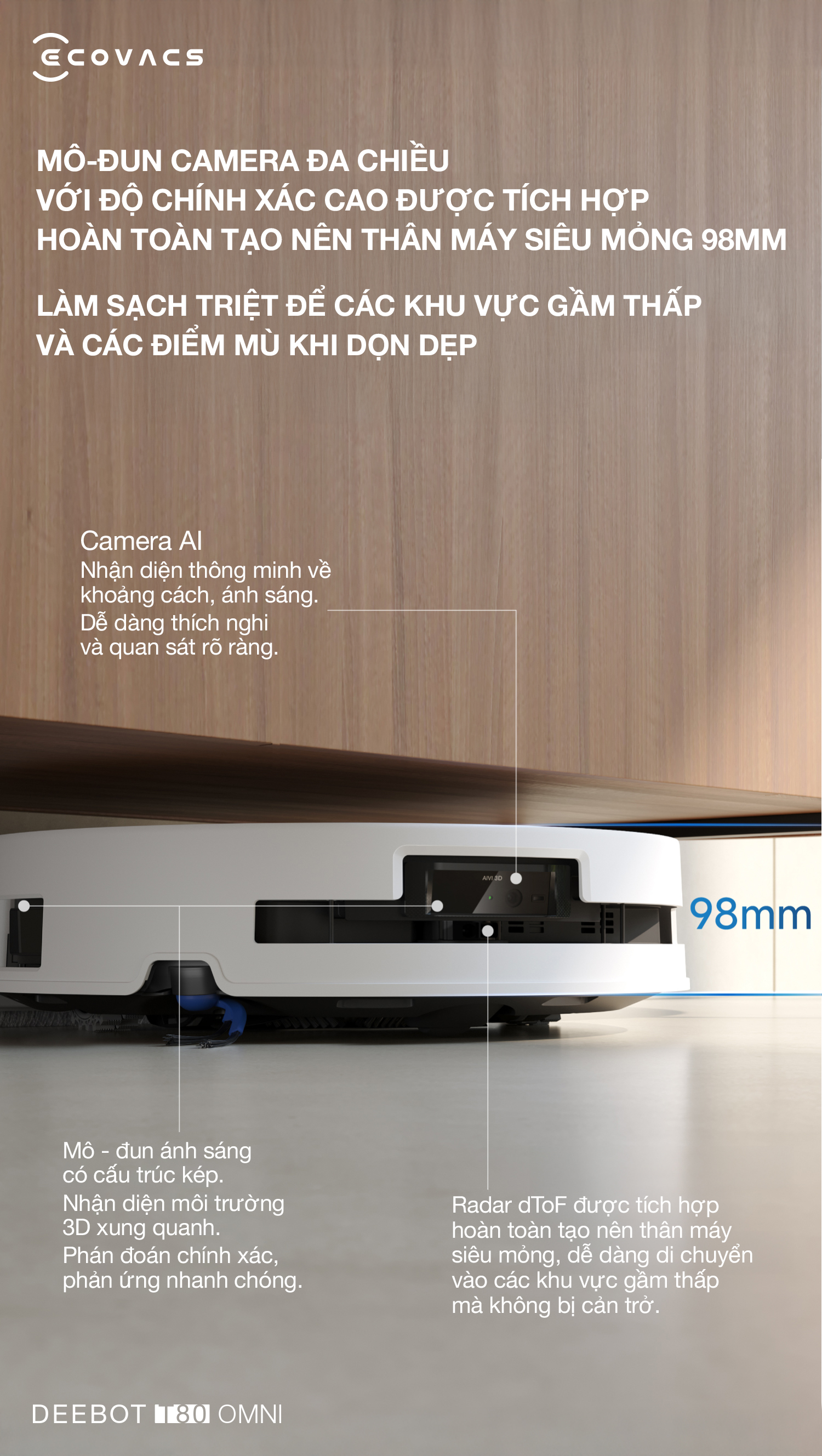 Robot hút bụi lau nhà Ecovacs Deebot T80 Omni (9)