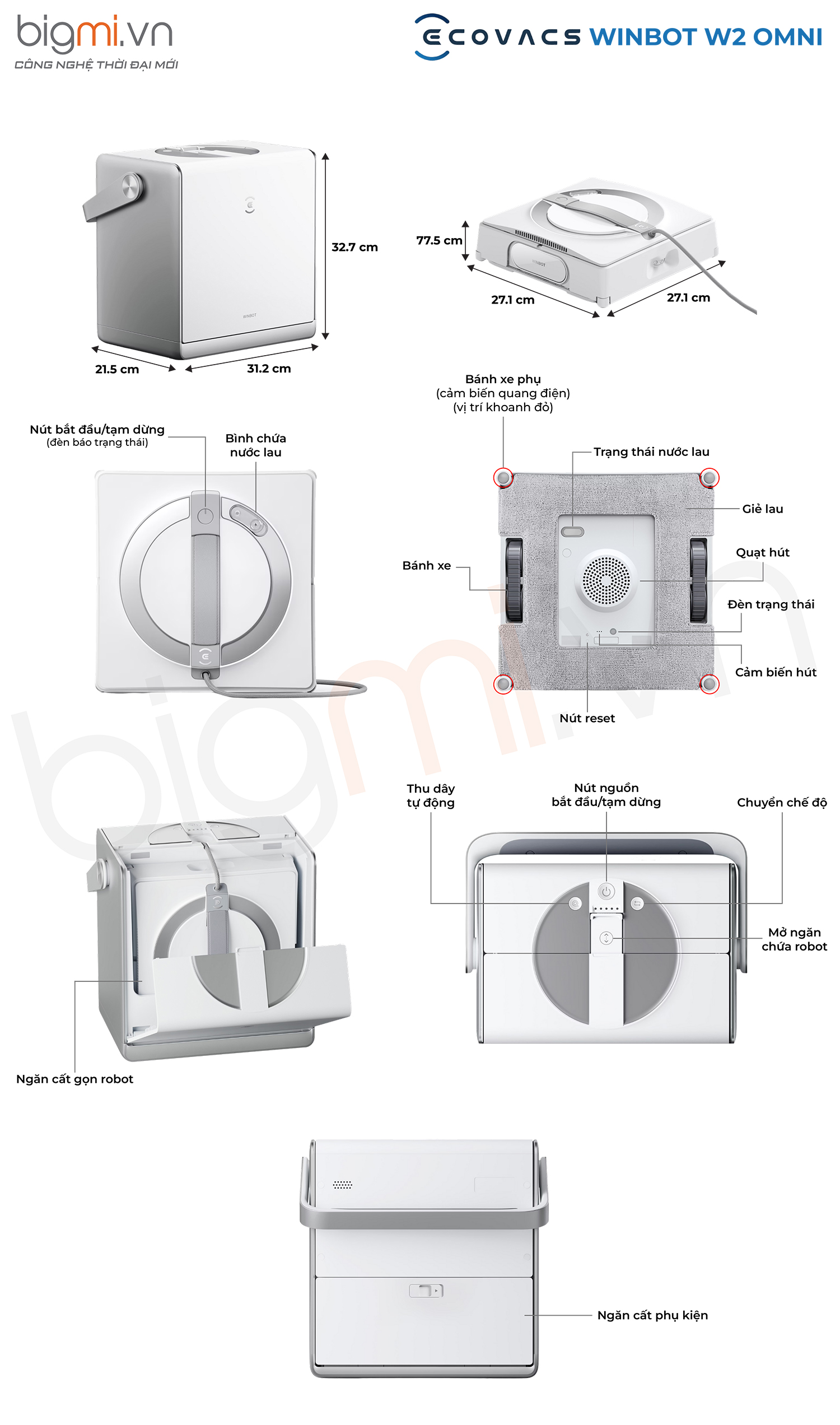 Robot lau kính Ecovacs Winbot W2 Omni 2 ECV Winbot W2 Omni