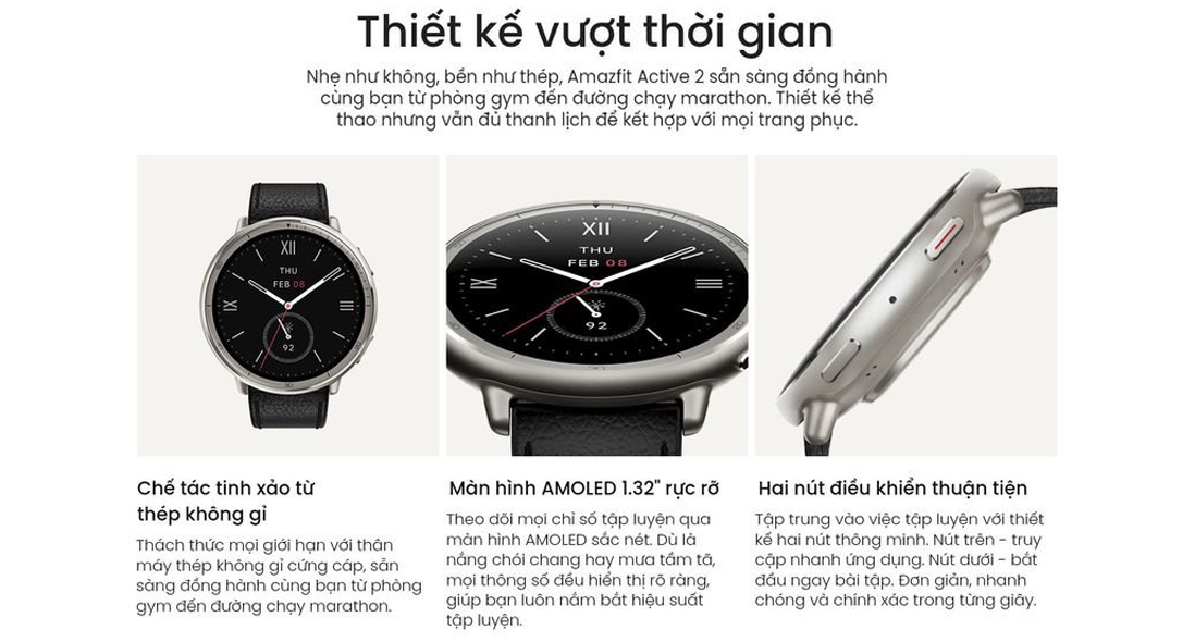 Dong ho Amazfit Active 2 day Silicon mat tron 1
