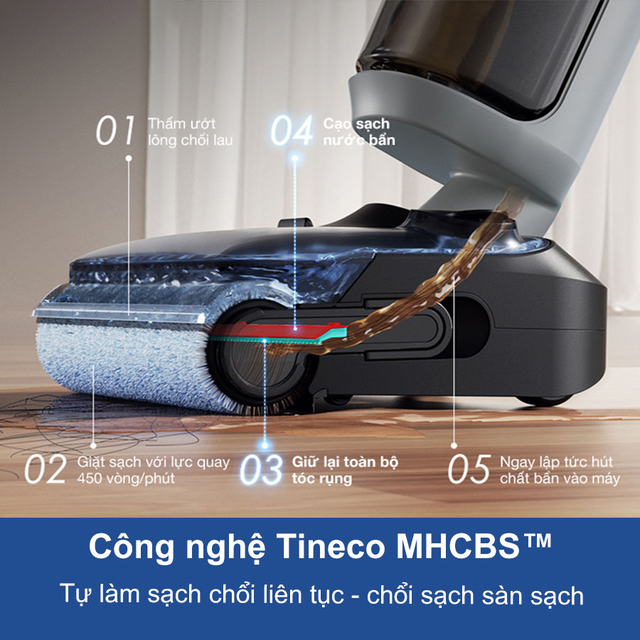 May hut bui lau san Tineco Floor One i5 Stretch Plus bigmivn 5