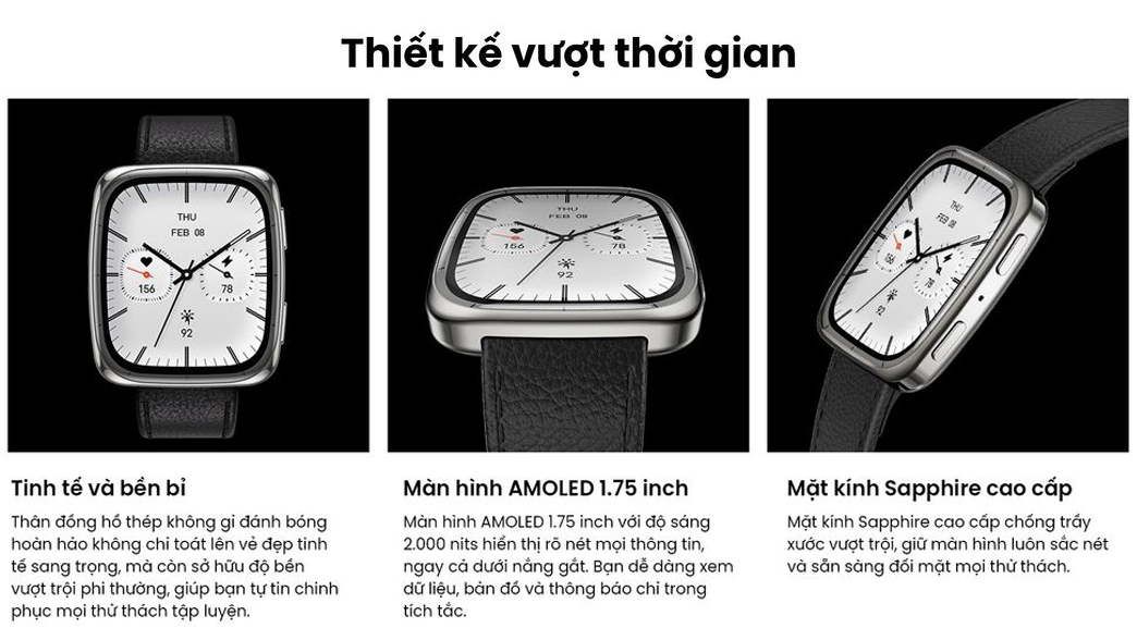 Đồng hồ thông minh Amazfit Active 2 Square Premium 3 Dong ho thong minh Amazfit Active 2 Square Premium chinh hang tai bigmivn 1