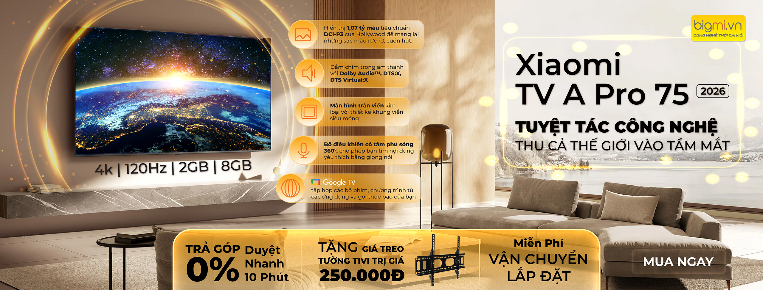 Google Tivi Xiaomi A Pro 75 inch 2026 QLED banner